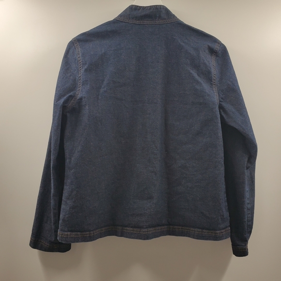 Eileen Fisher Denim Jacket Lagenlook Snap Buttons Blue - Picture 2 of 6